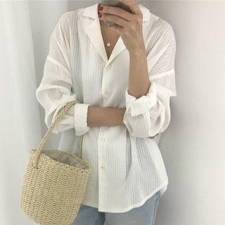 Pinstriped Norch-lapel Shirt