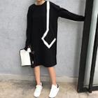 Long-sleeve Color Block Pullover Dress