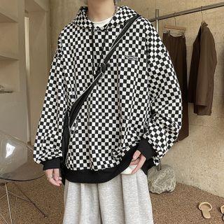 Long-sleeve Checkered Hoodie