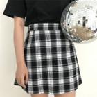 High-waist Plaid A-line Skirt