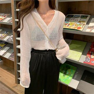 V-neck Shirred Cardigan