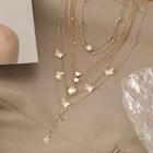 Set Of 6: Butterfly / Heart / Moon & Star Alloy Necklace (various Designs) 53801 - Gold - One Size