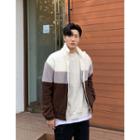 Color-block Sherpa-fleece Zip-up Jacket