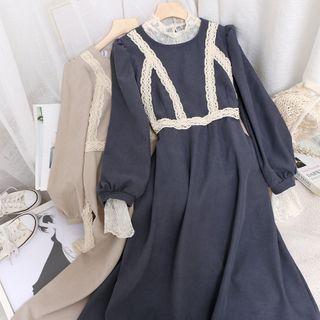 Mock-neck Lace Top / Lace A-line Dress
