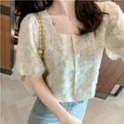 Puff Sleeve Square Neck Floral Blouse