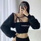 Long-sleeve Plain Tie-shoulder Shrug