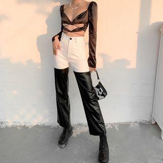 Color-block Paneled Straight-leg Pants