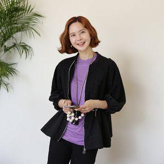 Drawcord Eyelet-lace Zip Jacket