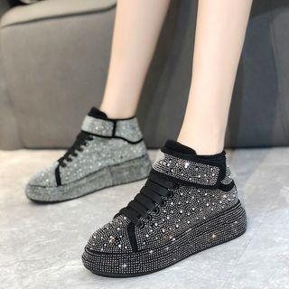Platform Rhinestone Embellished Sneakers