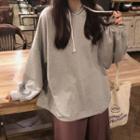 Plain Hoodie / Asymmetrical A-line Midi Skirt