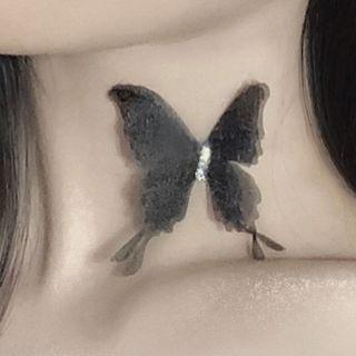 Rhinestone Butterfly Choker 0452a - Butterfly - One Size