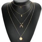 Retro Layered Alloy Necklace Silver - One Size
