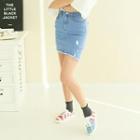 Fray Hem Denim Skirt