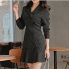Pinstriped Long-sleeve Double Breasted Dress