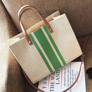 Canvas Contrast Stripe Satchel