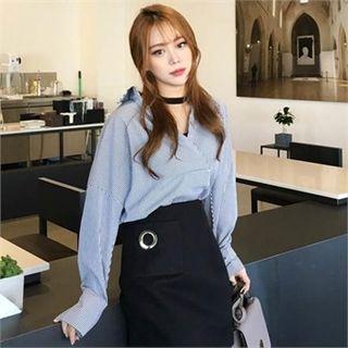 Detachable Choker Half-placket Shirt