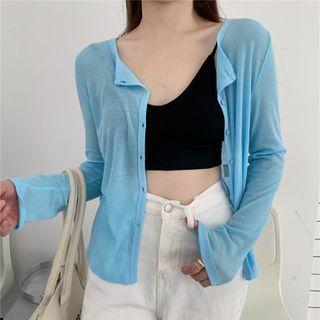 Buttoned Long-sleeve Asymmetric Top