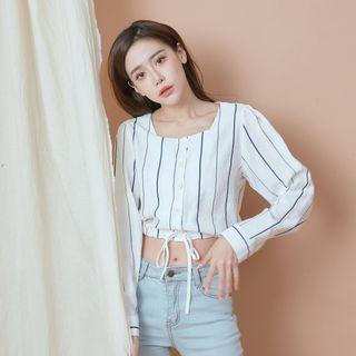 Cropped Striped Top 01 - Off-white - One Size