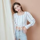 Cropped Striped Top 01 - Off-white - One Size