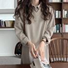 Midi A-line Shirtdress / Sweater Vest / Set
