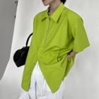 Elbow-sleeve Half-zip Shirt