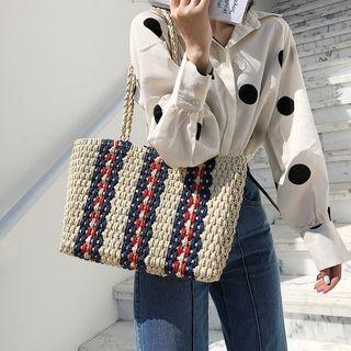 Striped Straw Tote Bag