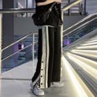 Lettering Print Oversized Sweatpants With Side Button