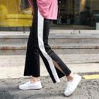 Contrast-trim Slit-hem Pants