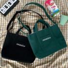 Top Handle Lettering Canvas Crossbody Bag / Bag Charm
