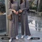 Set: Long Sleeve Plain Tee + Wide Leg Pants