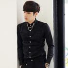 Embroidered Long-sleeve Shirt With Chain Collar