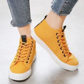 Panel High-top Canvas Sneakers