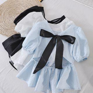 Cutout Open-back Bow Ruffle Top
