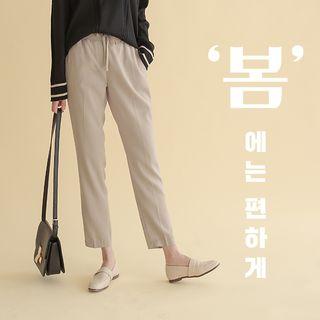 Drawstring-waist Tapered Dress Pants In 2 Lengths