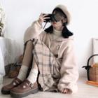 Embroidered Fleece Half-zip Hoodie