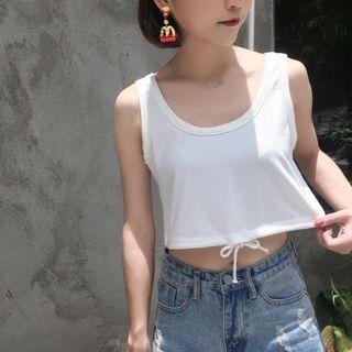 Sleeveless Drawstring Cropped Top