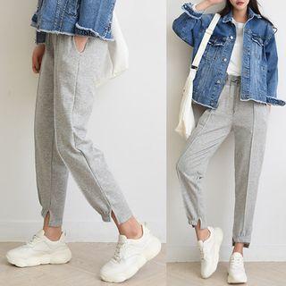 Seam-front Slit-hem Sweatpants