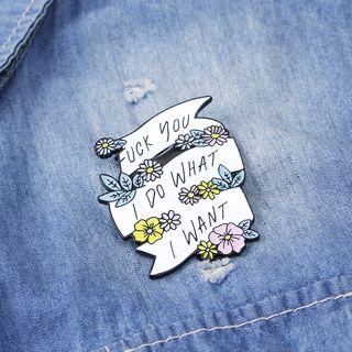 Alloy Lettering Flower Brooch White - One Size