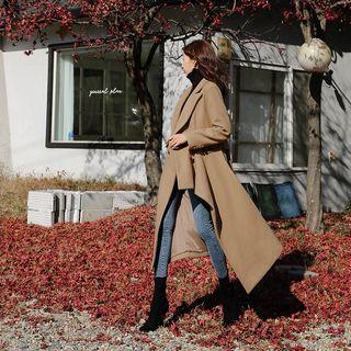 Wool Blend Double-breasted Asymmetric Coat