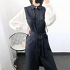 Mock Two-piece Long-sleeve Cargo Dress