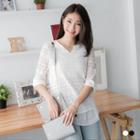 V-neck Mock Two Piece Lace Top