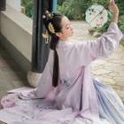 Floral Embroidered Long-sleeve Top / Camisole Top / Long Light Jacket / Gradient Maxi A-line Skirt / Set