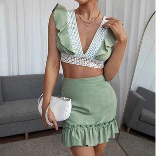 Set: Sleeveless Crop Top + Mini Skirt