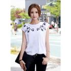 Cap-sleeve Floral Print Top