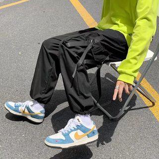 Loose Fit Cargo Pants / Plain Straight Leg Pants