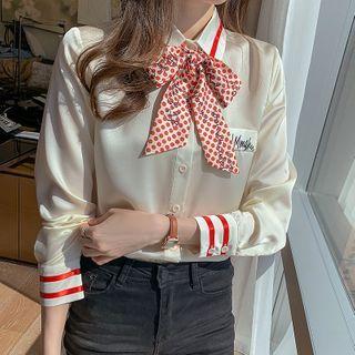 Dotted Tie-neck Shirt