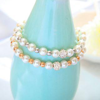 Rhinestone Faux Pearl Bracelet