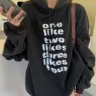 Lettering Hoodie Washed Black - One Size