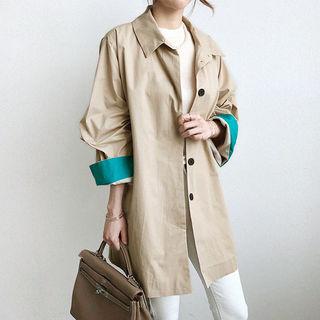 Two-tone Mac Coat With Sash