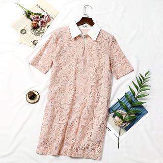 Short-sleeve Mini Lace Polo Dress